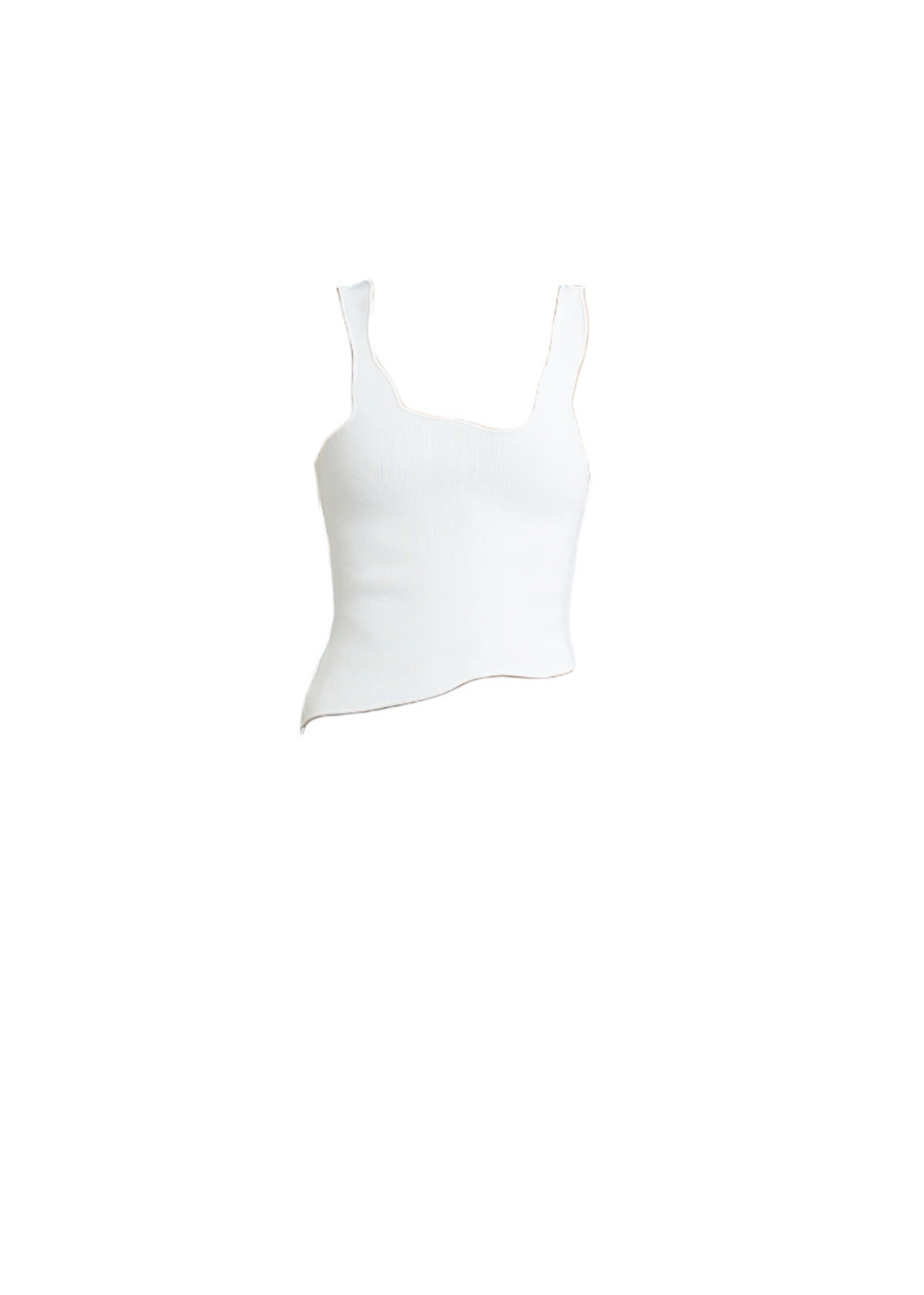 Christopher Esber Christopher Esber Top, White, Encircled Edge Asymmetric Rib Tank Top