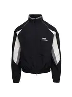 Balenciaga Balenciaga Jacket, Black, 3B Sports Icon Nylon Regular Fit High Neck Zipped Up Tracksuit Jacket in Black Grey & White