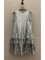 Rabanne Paco Rabanne Dress, Silver, Sleeveless Flared Fringe Skirt Dress