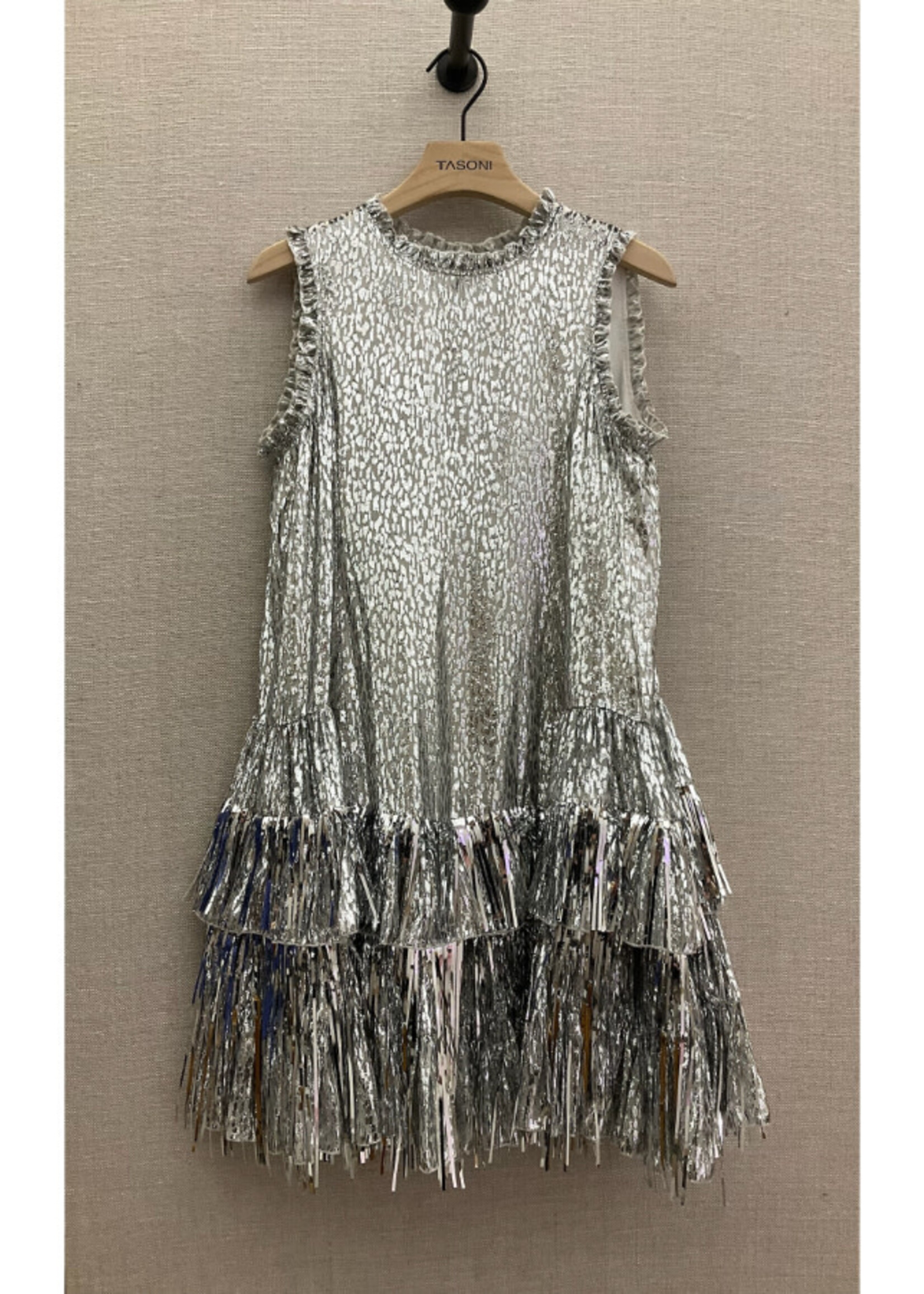 Rabanne Paco Rabanne Dress, Silver, Sleeveless Flared Fringe Skirt Dress