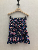 Rabanne Paco Rabanne Skirt, Print, Pencil Mini Ruffled Skirt In Navy Neon Flowers