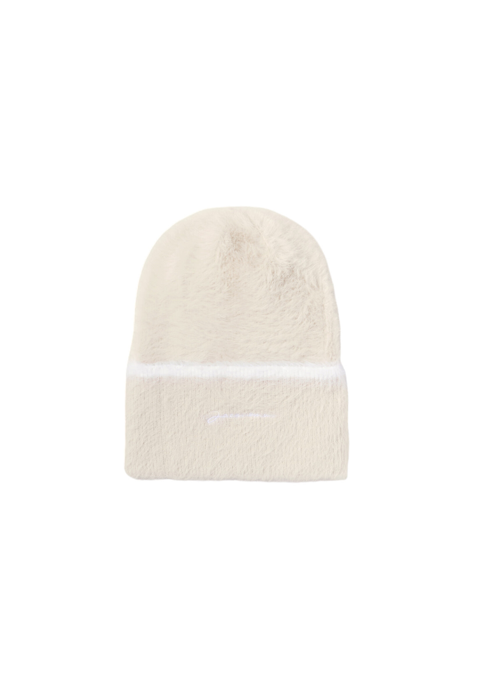 Jacquemus Jacquemus Hat, White, Le Bonnet Neve Fluffy Beanie In Off-White