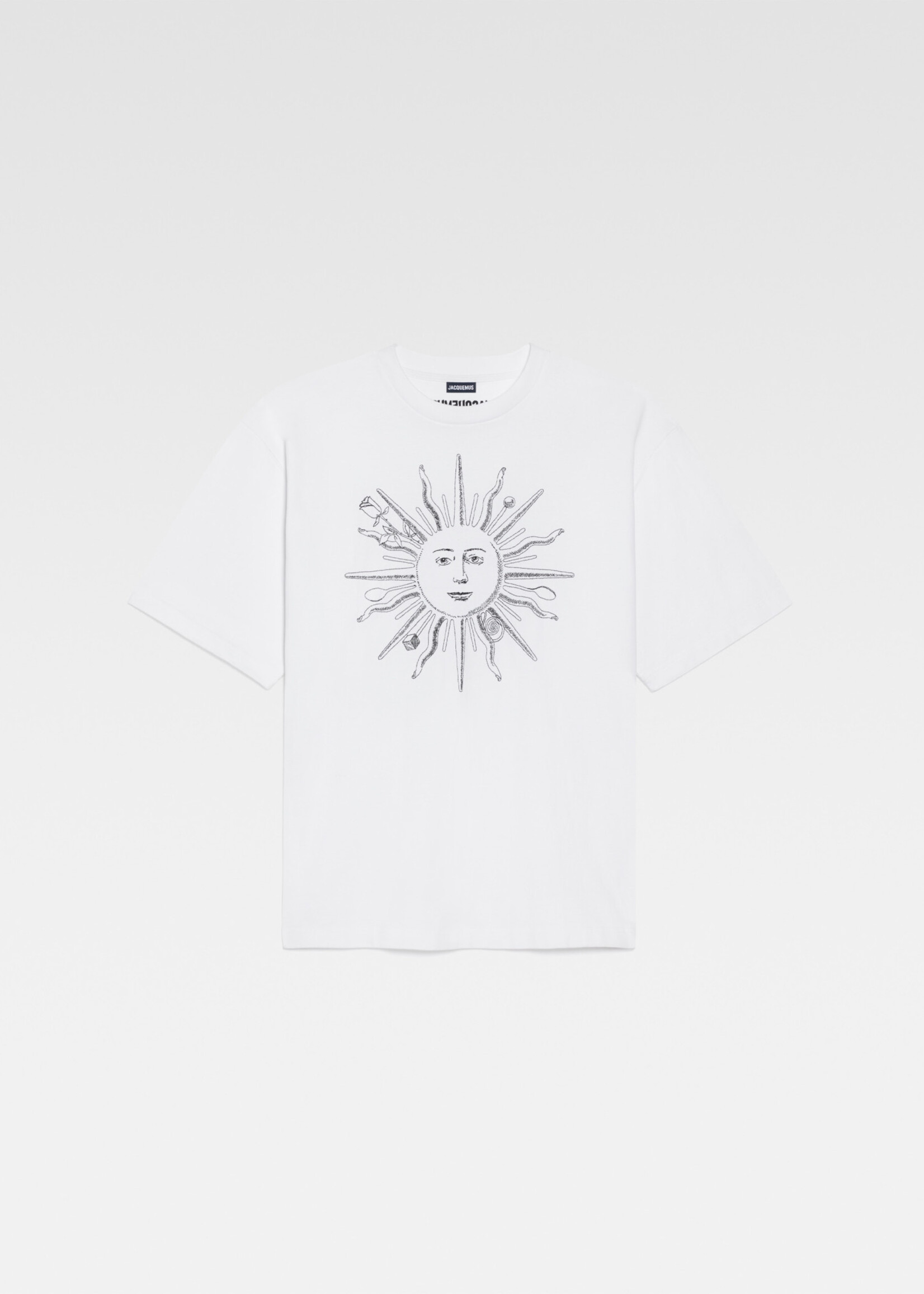 Jacquemus Jacquemus T-Shirt, White, Le Tshirt Soleil Cotton Crew Neck Royal Sun Sketch T-Shirt