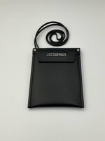 Jacquemus Jacquemus Small Leather Goods, Black, Le Porte Poche Envelope Necklace Wallet w/ Strap