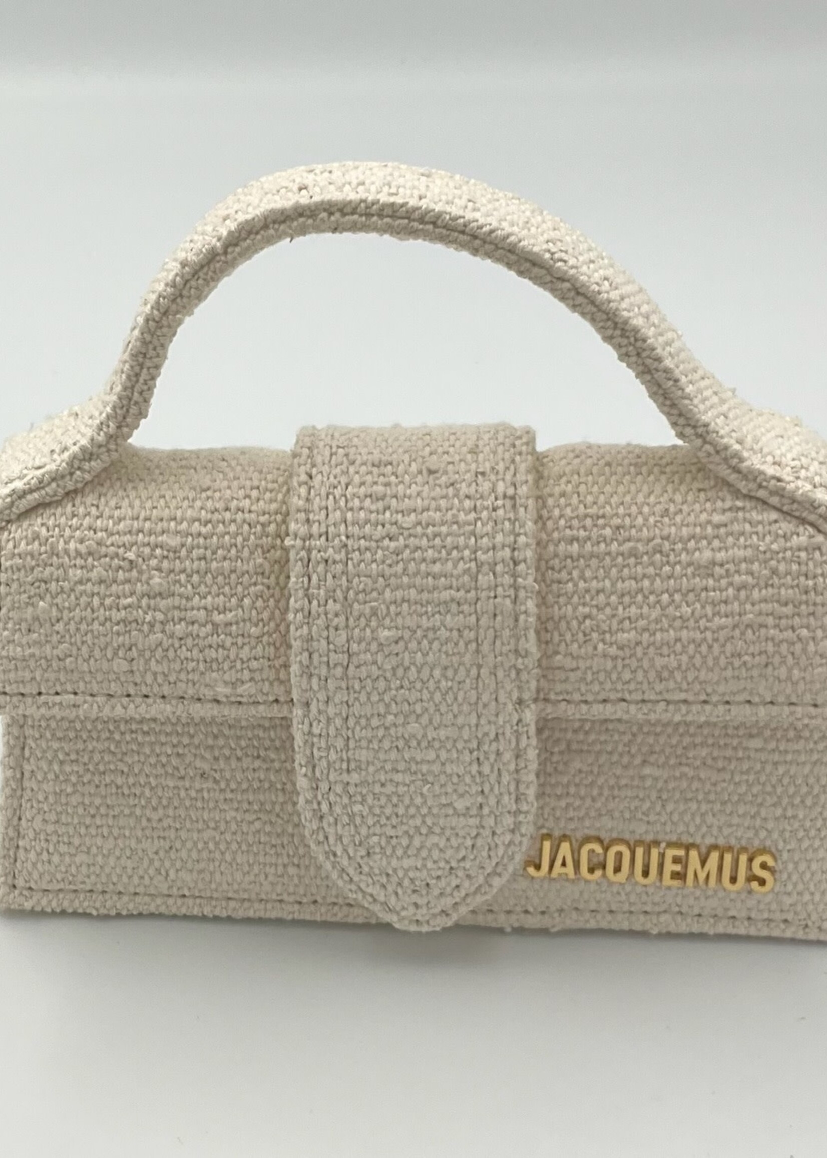 Jacquemus Jacquemus Bag, White , Le Bambino Textile Small Shoulder Bag in Off-White w/ Adjustable Strap