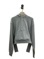 J.W. Anderson J.W. Anderson Sweatshirt, Grey, Deconstructed Hem Cropped Hoodie In Grey Melange
