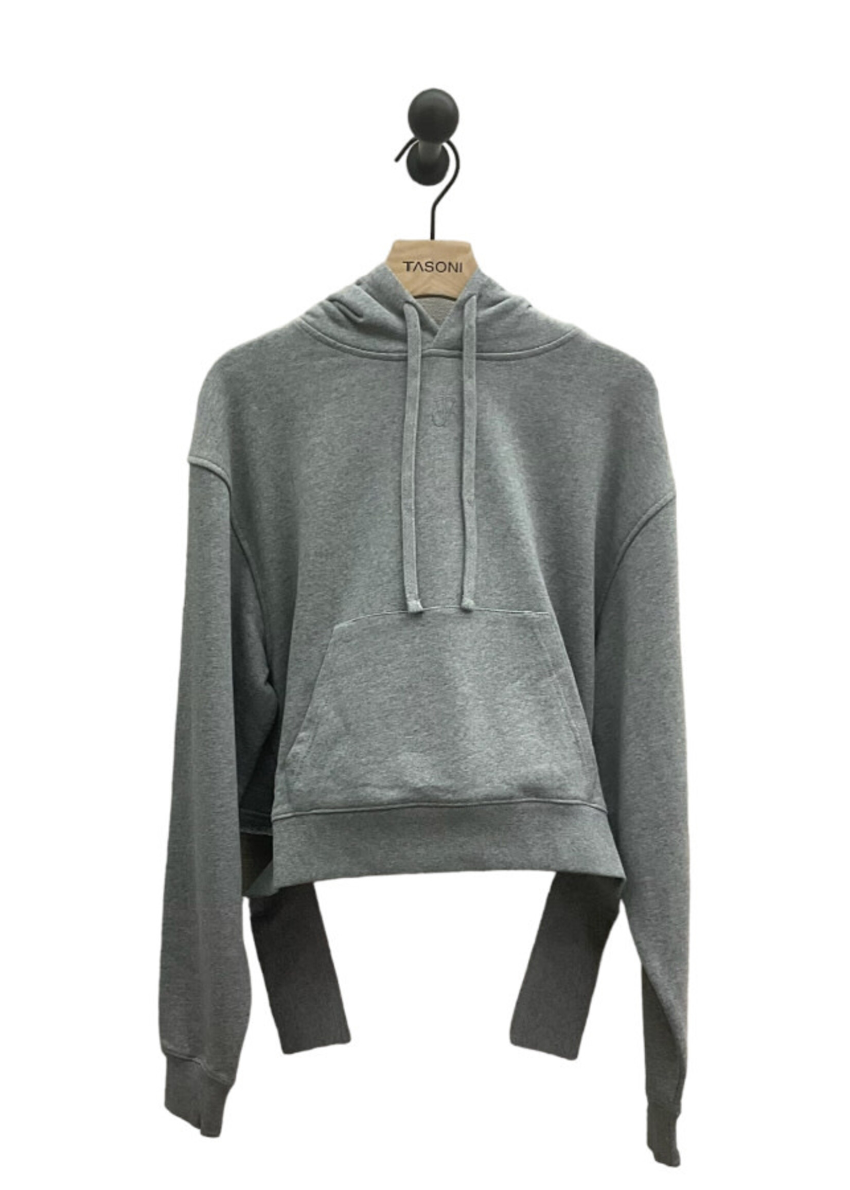 J.W. Anderson J.W. Anderson Sweatshirt, Grey, Deconstructed Hem Cropped Hoodie In Grey Melange