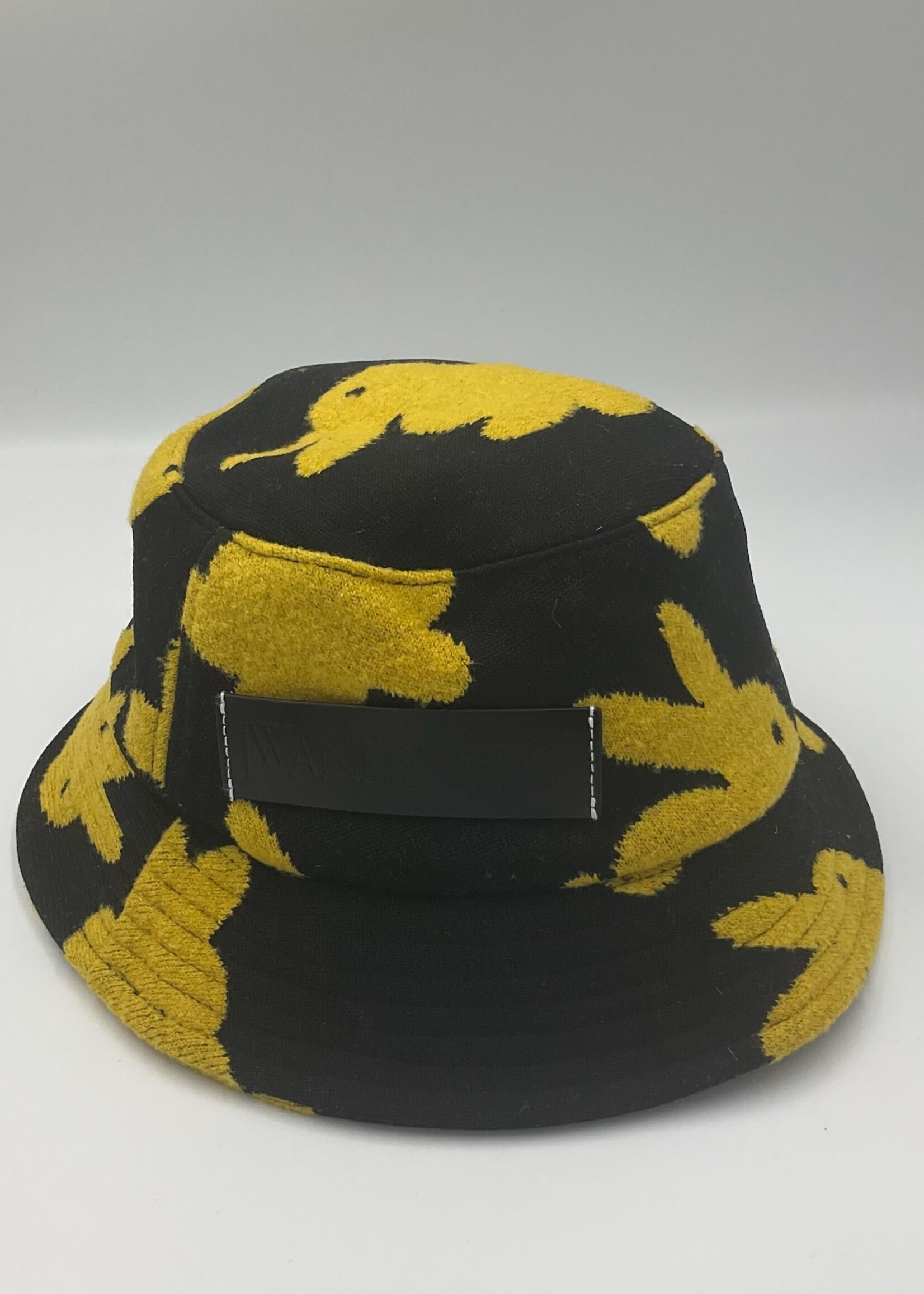 J.W. Anderson J.W. Anderson Hat, Multi, Bucket Hat In Black & Yellow w/ Bunny Print