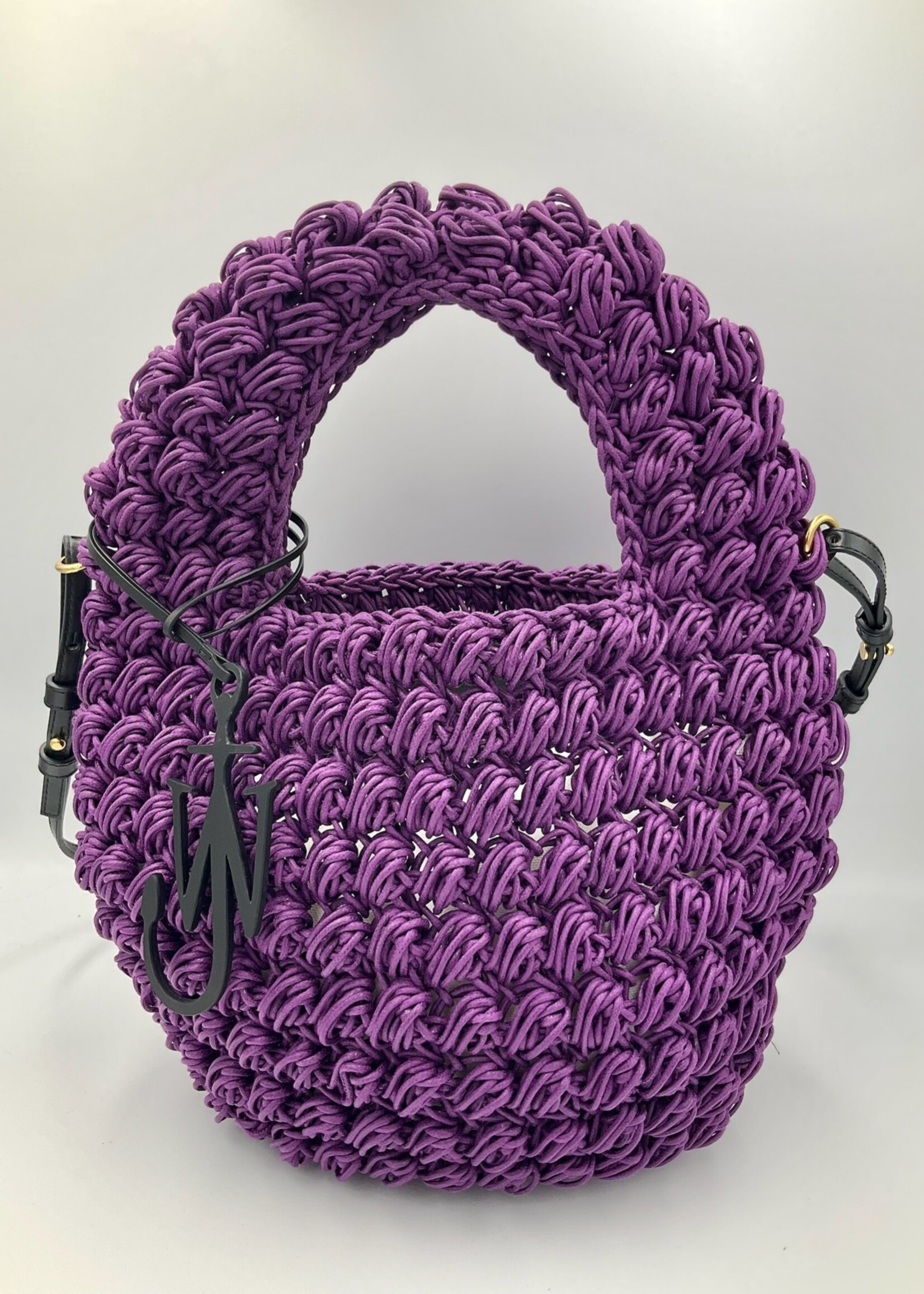 J.W. Anderson J.W. Anderson Bag, Purple, Popcorn Cotton Top Handle Basket Bag w/ Strap