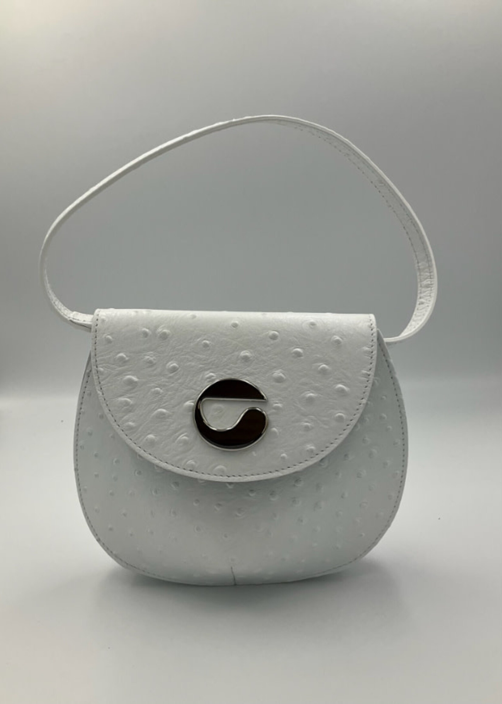 Coperni Coperni Bag, White, Ostrich Effect Mini U.F.O. Bag
