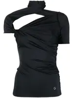Coperni Coperni Top, Black, Asymmetric Draped Jersey Cut Out Short Sleeve Top