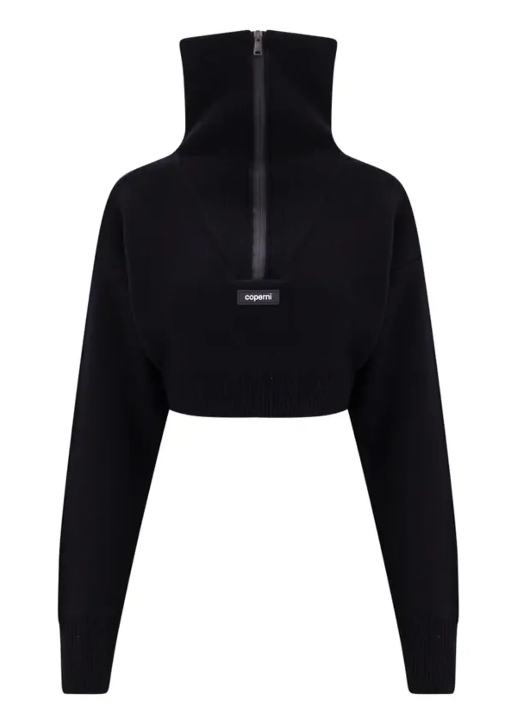 Coperni Coperni Sweatshirt, Black, Half Zip Boxy Cropped Sweater