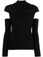 Coperni Coperni Knitwear, Black, High Neck Twisted Cut Out Long Sleeve Knit Top