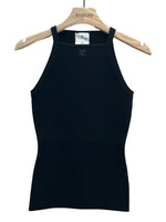 Courreges Courreges Top, Black, Milano Square Neck Sleeveless Knit Tank Top In Black