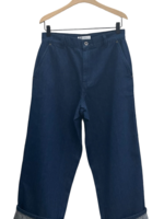 J.W. Anderson J.W. Anderson Jeans, Blue, Rigid Cotton Straight Fit Up Workwear Denim Trousers In Indigo w/ Logo Grid Turn