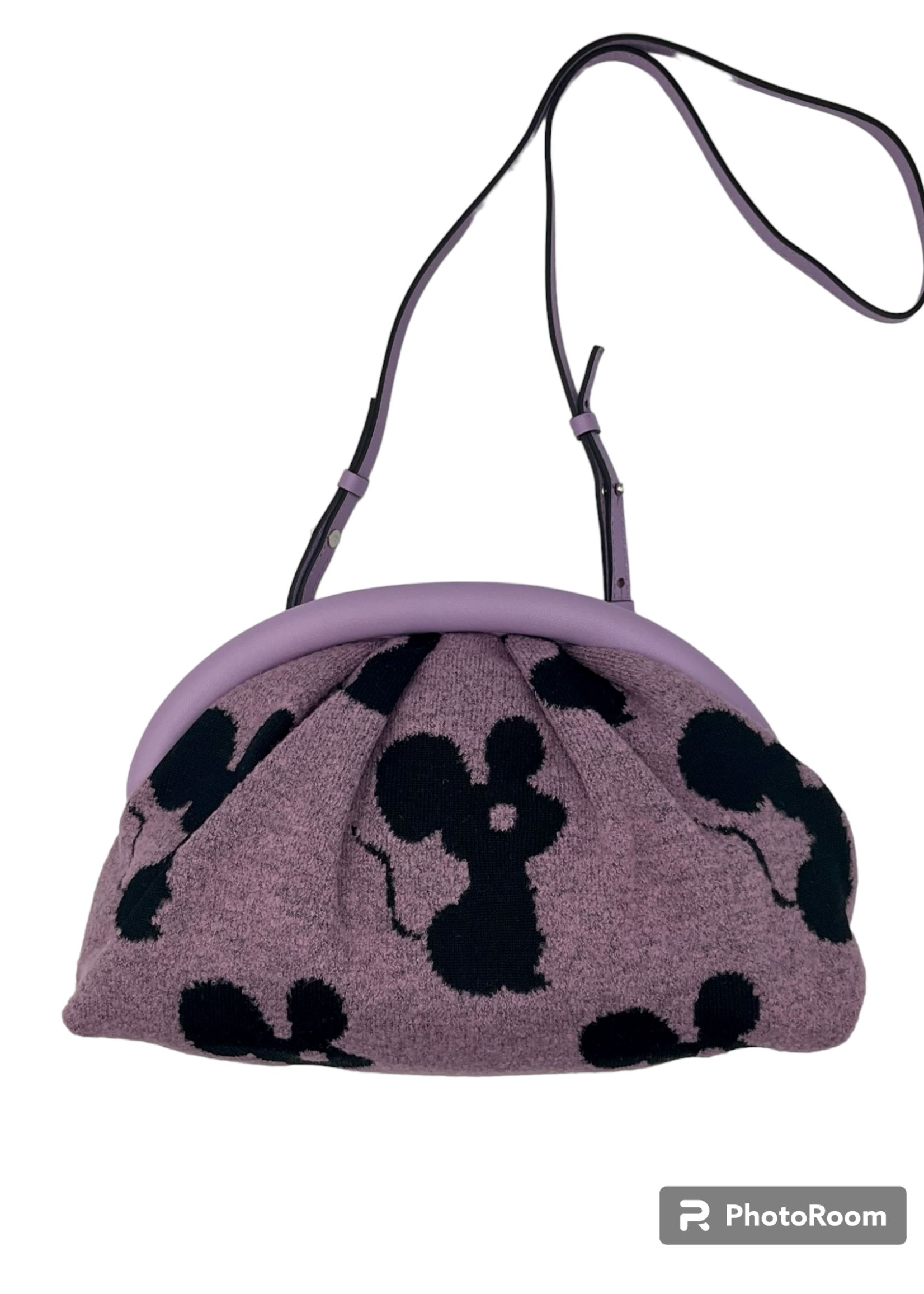 J.W. Anderson J.W. Anderson Bag, Multi, The Bumper Clutch In Lilac & Black w/ Shoulder Strap & Mouse Print