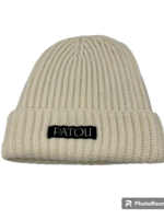 Patou Patou Hat, White, Wool Hip Ribs Beanie in Avalanche