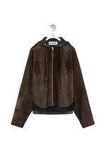 Loewe Loewe Jacket, Brown, Hairy Nappa Leather Relaxed Fit Asymmetric Zipped Up Hooded Jacket