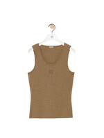 Loewe Loewe Top, Beige, Cotton Crew Neck Sleeveless Tank Top w/ Anagram
