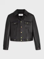 Celine Celine Jacket, Black, Straight Neoprene Blouson Lamb Leather Collared Button Up