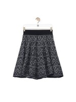 Loewe Loewe Skirt, Print, High Waisted Ruffled Mini Skirt in Navy & White w/ All Over Logo Print
