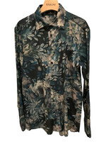 Etro Etro Shirt, Print, Cotton Regular Fit Collared Button Up In Blu w/ Floral Print