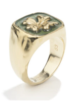 Goossens Goossens Ring, Gold, Trefle Bague Talisman in Gold & Bottle Green