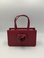 Puppets and Puppets Puppets and Puppets Bag, Red, Leather Small Rose  Bag In Oxblood w/ Shoulder Strap