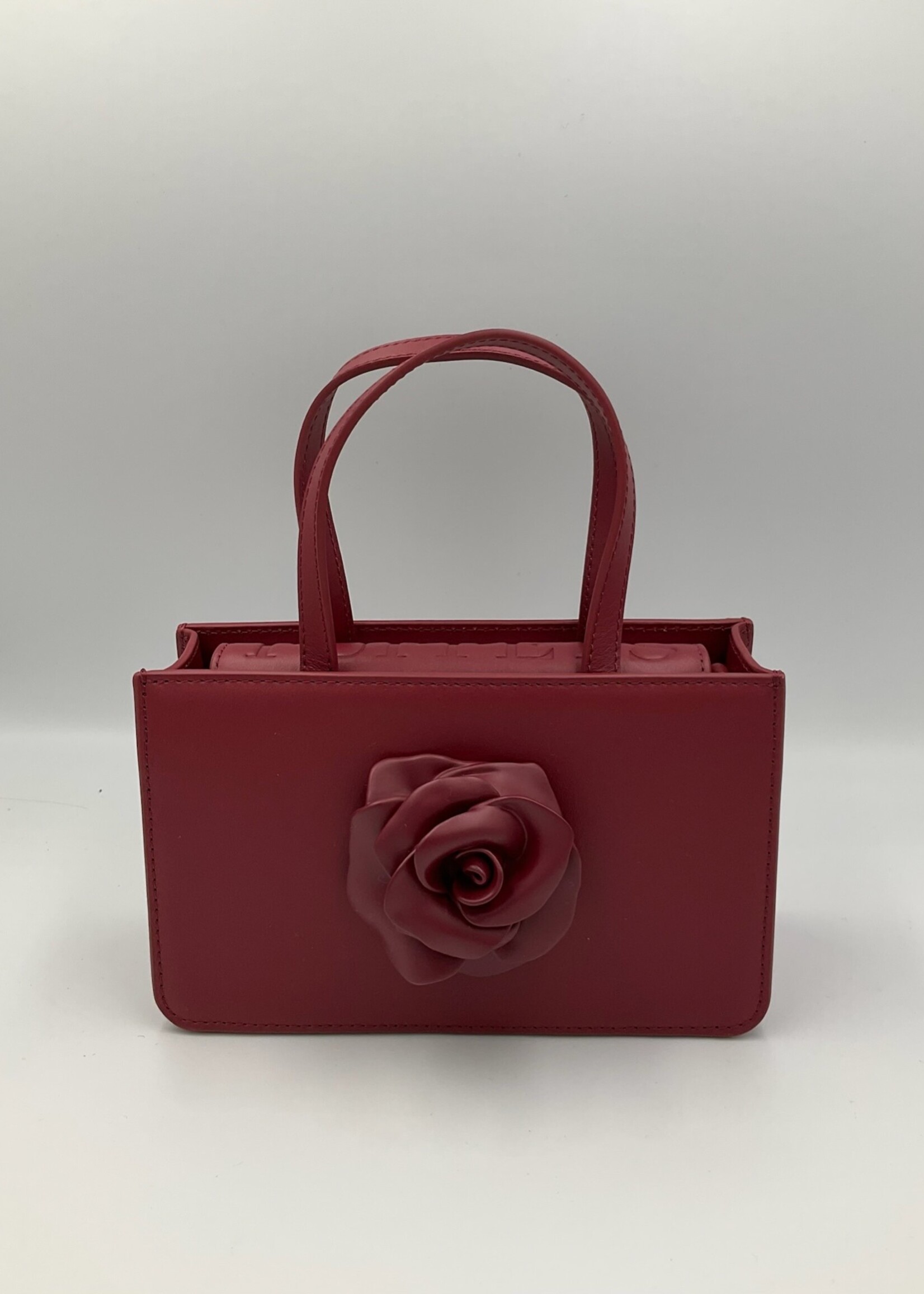 Puppets and Puppets Puppets and Puppets Bag, Red, Leather Small Rose  Bag In Oxblood w/ Shoulder Strap