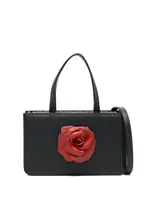 Puppets and Puppets Puppets and Puppets Bag, Multi, Leather Small Rose Bag In Black & Red w/ Shoulder Strap