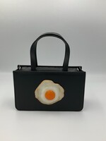 Puppets and Puppets Puppets and Puppets Bag, Black, Leather Small Egg Bag w/ Shoulder Strap