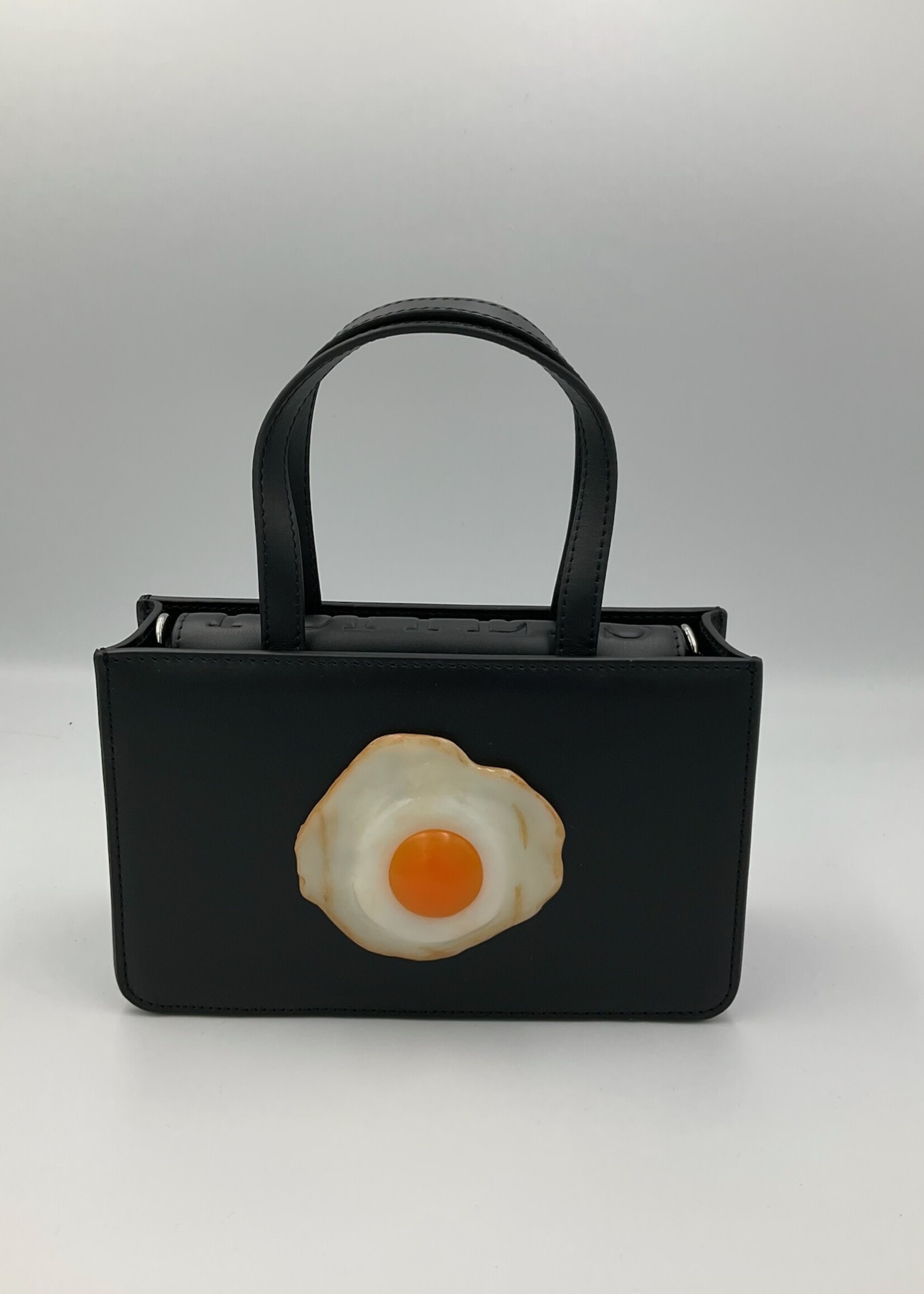 Puppets and Puppets Puppets and Puppets Bag, Black, Leather Small Egg Bag w/ Shoulder Strap