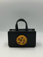 Puppets and Puppets Puppets and Puppets Bag, Black, Leather Mini Cookie Bag w/ Shoulder Strap