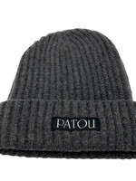 Patou Patou Hat, Grey, Wool Hip Ribs Beanie in Graphite