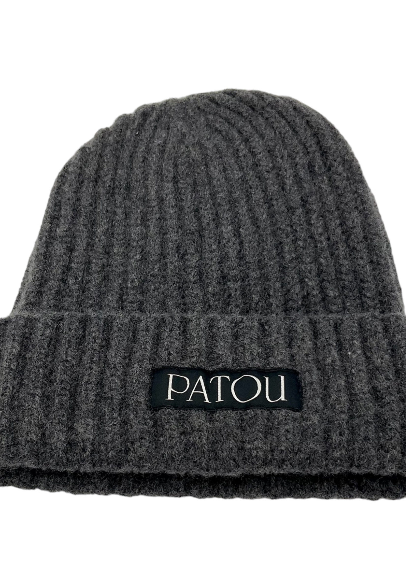 Patou Patou Hat, Grey, Wool Hip Ribs Beanie in Graphite