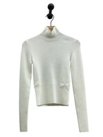 Patou Patou Knitwear, White, Merino Wool Slim Fit High Neck Ribbed Jumper in Avalanche