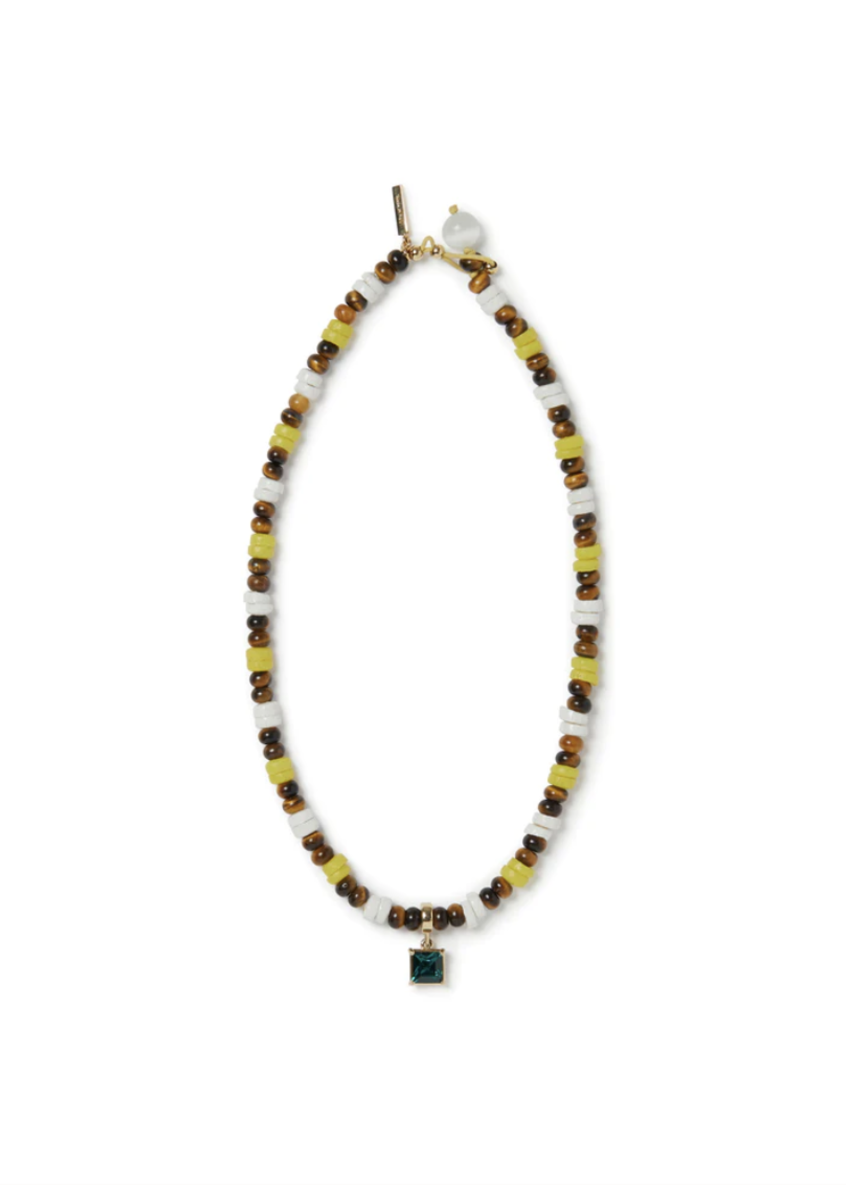 Wales Bonner Wales Bonner Necklace, Multi, Dream Recycled Necklace In Yellow & Multi w/ Swarovski Crystals and Tiger Eye