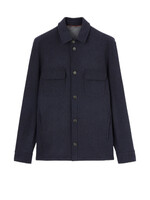 Loro Piana Loro Piana Jacket, Multi, Cashmere Collared Button Up Overshirt In Blue Navy & Grey Melange