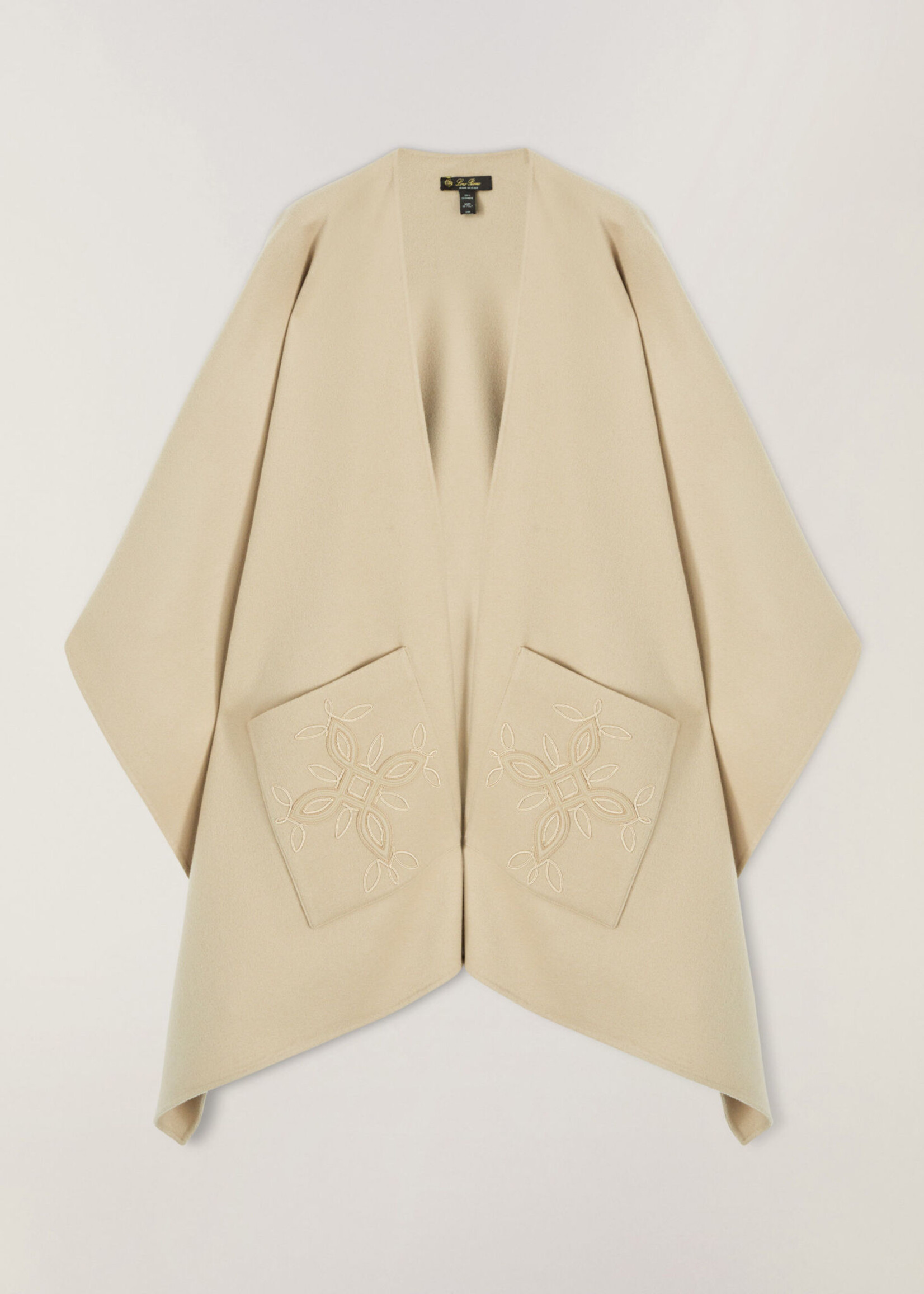 Loro Piana Loro Piana Jacket, Beige, Teodora Cashmere Woven Shawl In Inca Stone w/ Embroidery