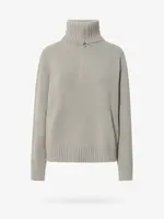 Loro Piana Loro Piana Knitwear, Grey, Parksville Cashmere Boxy Fit Collared Half Zipped Pullover In Flannel Melange