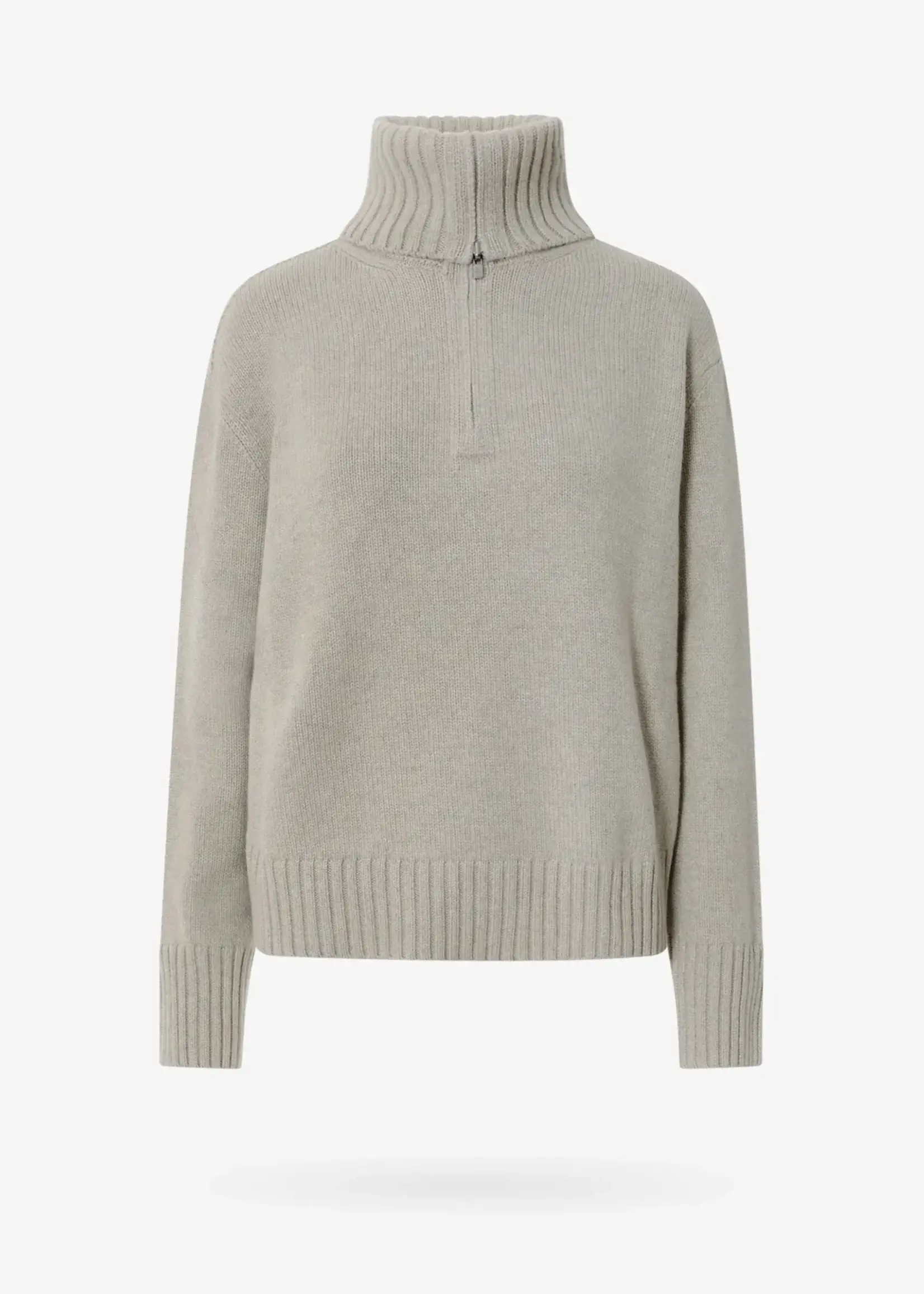 Loro Piana Loro Piana Knitwear, Grey, Parksville Cashmere Boxy Fit Collared Half Zipped Pullover In Flannel Melange
