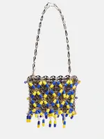 Rabanne Paco Rabanne Bag, Multi, Metal Disc 1969 Nano Shoulder Bag In Silver w/ Blue & Yellow Steel Pills Mesh
