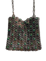 Rabanne Paco Rabanne Bag, Multi, Metal Disc 1969 Rivets Shoulder Bag In Silver w/ Green Metallic Pearls