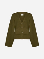 Khaite Khaite Knitwear, Green, Scarlet Cashmere V-Neck Button Up Cardigan In Avocado w/ Pockets
