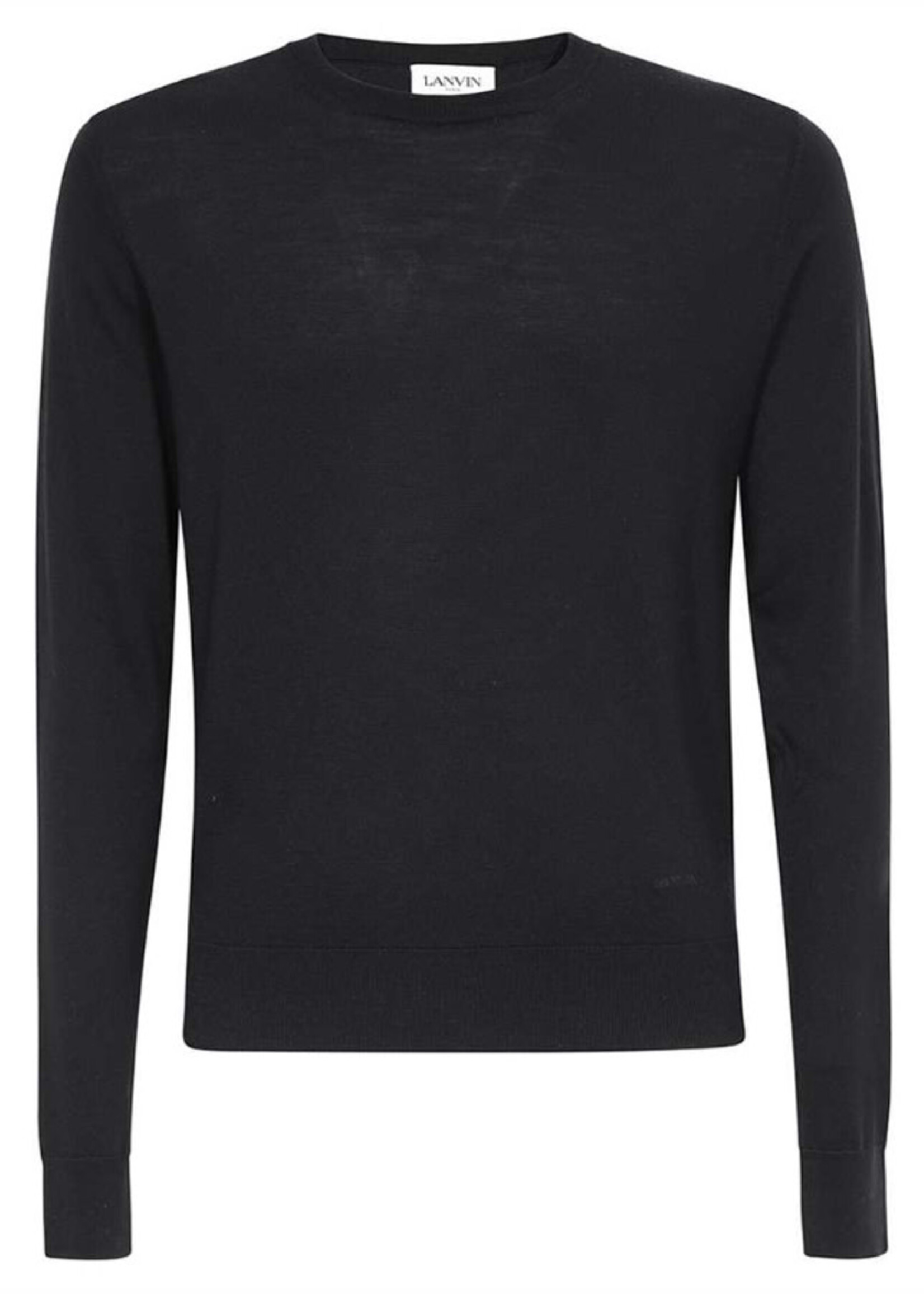 Lanvin Lanvin Knitwear, Black, Merino Wool Lightweight Crew Neck Pullover