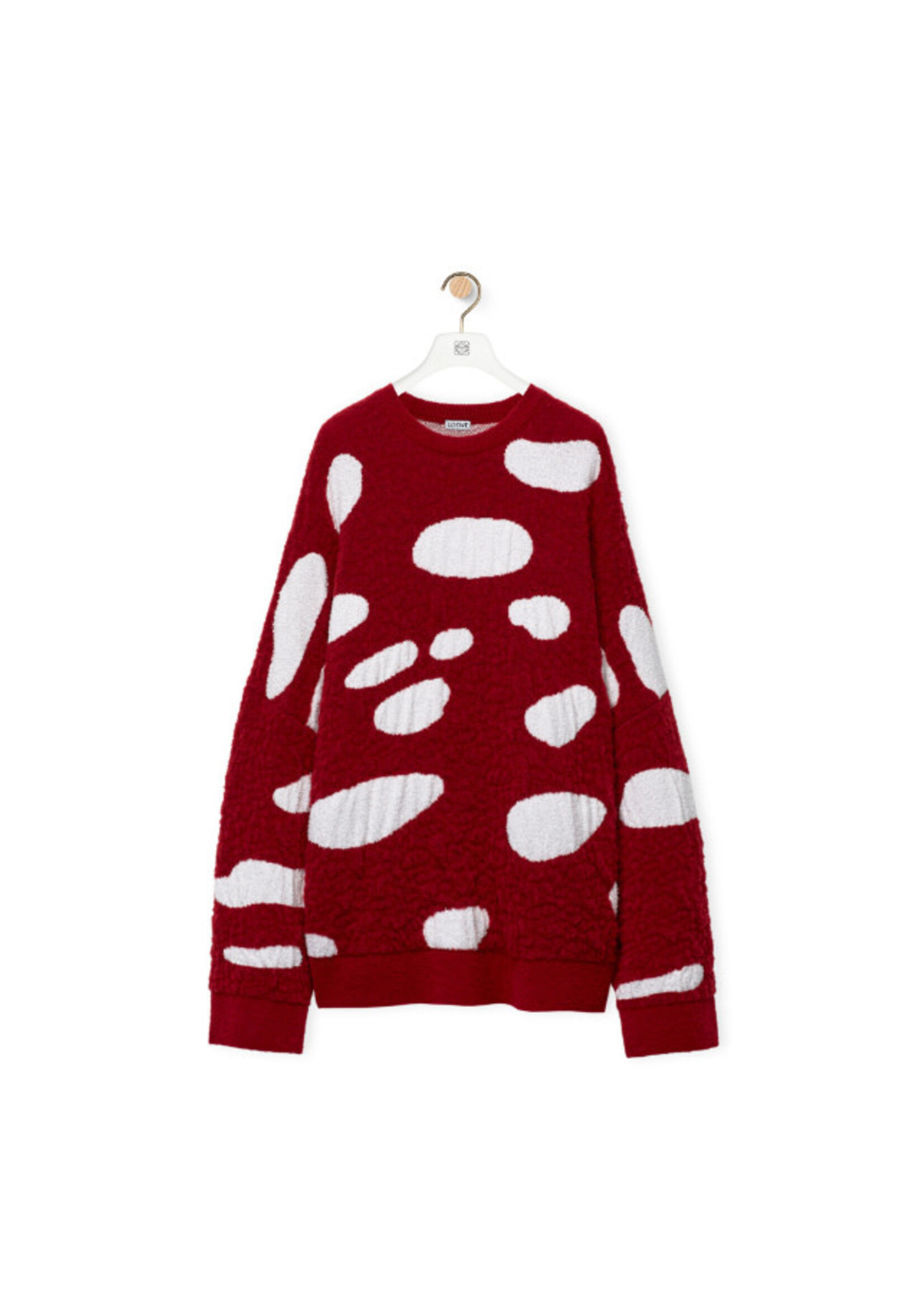 Loewe Loewe Sweatshirt, Multi, Technical Wool Oversized Mushroom Sweater In Red & White