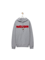Loewe Loewe Sweatshirt, Grey, Cotton Mushroom Hoodie In Grey Melange w/ Red Foam Embroidery