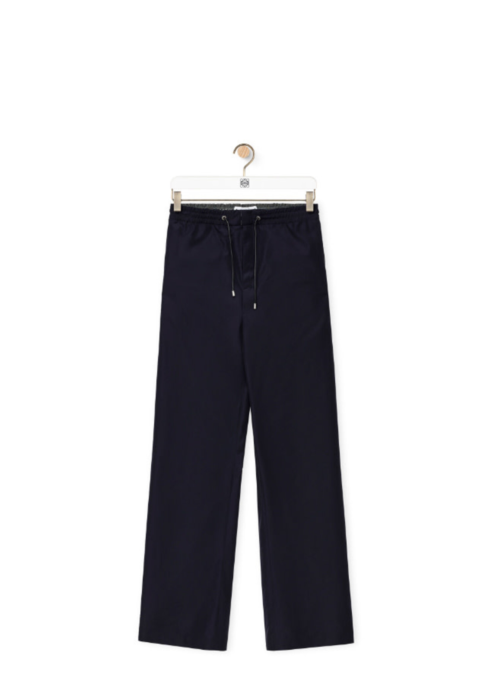 Loewe Loewe Trousers, Blue, Wool Drawstring Relaxed Fit Trousers In Midnight Blue