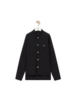 Loewe Loewe Jacket, Black, Wool Regular Fit Metal Button Up Overshirt w/ Chest Pocket