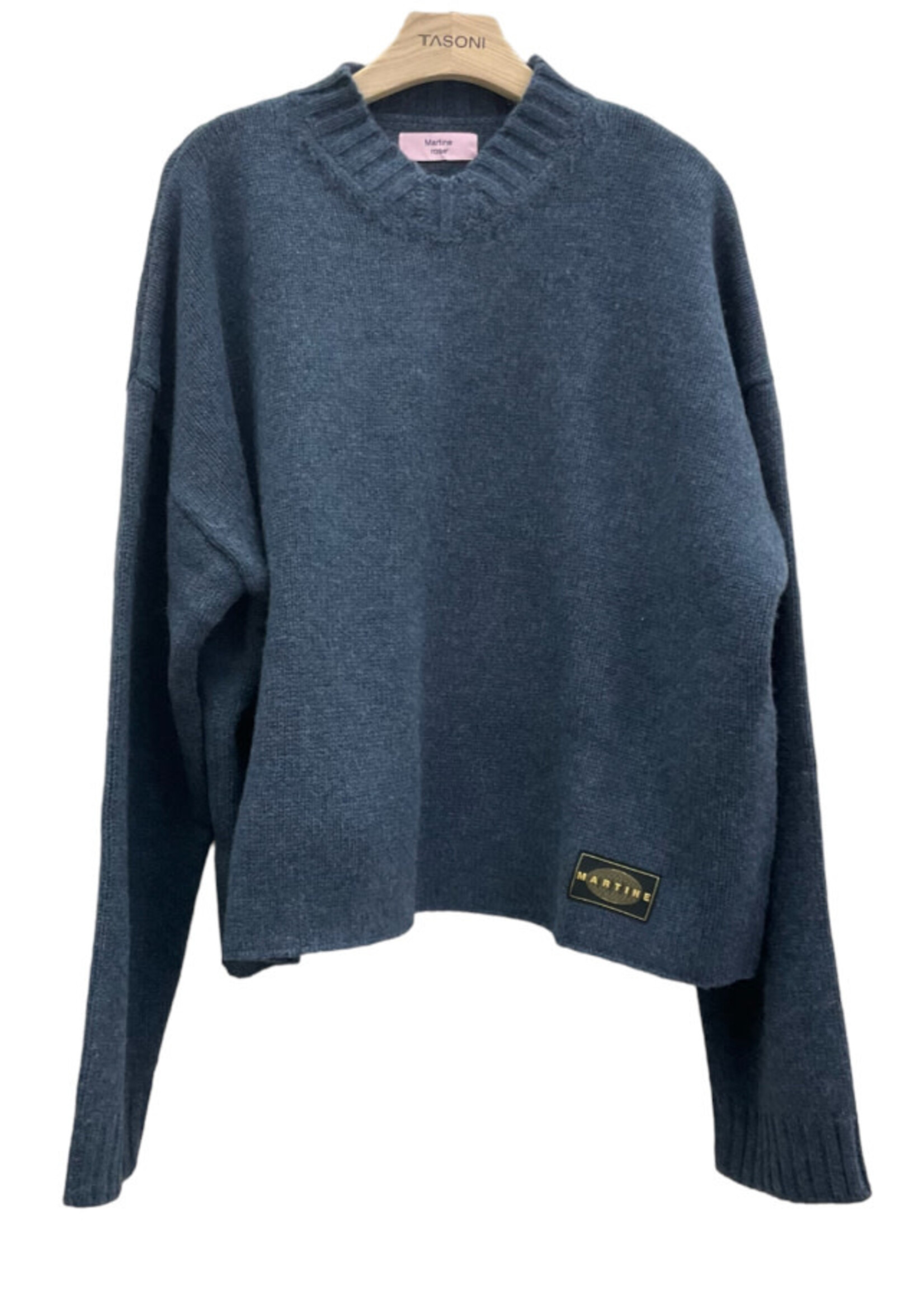 Martine Rose Martine Rose Knitwear, Blue, Wool Oversized V-Neck Jumper In Indigo